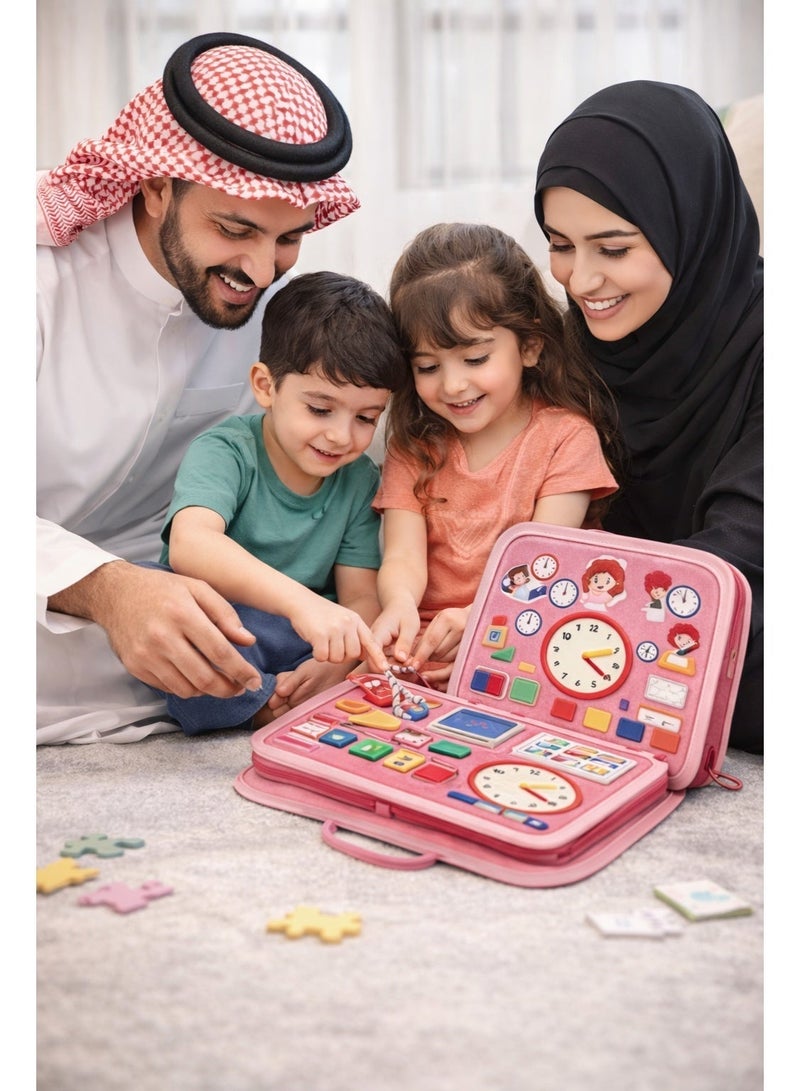 Fyliz Busy Board Toddler, Montessori Toys, Pink Sensory Board Montessori Activity Board, Learn to Dress Education ﻿ - Image 4
